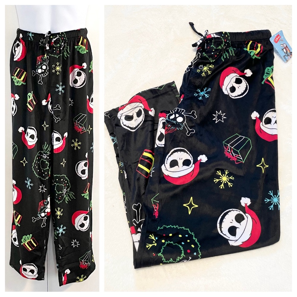 New Disney Men's NIGHTMARE BEFORE CHRISTMAS Santa Jack Skellington Sleep Pants